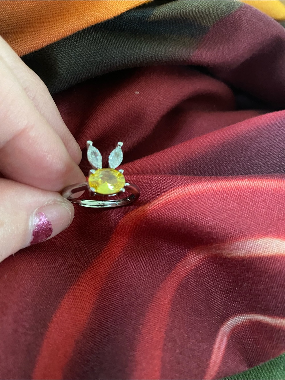 Yellow Crystal Bunny Ring - Women Jewelry
